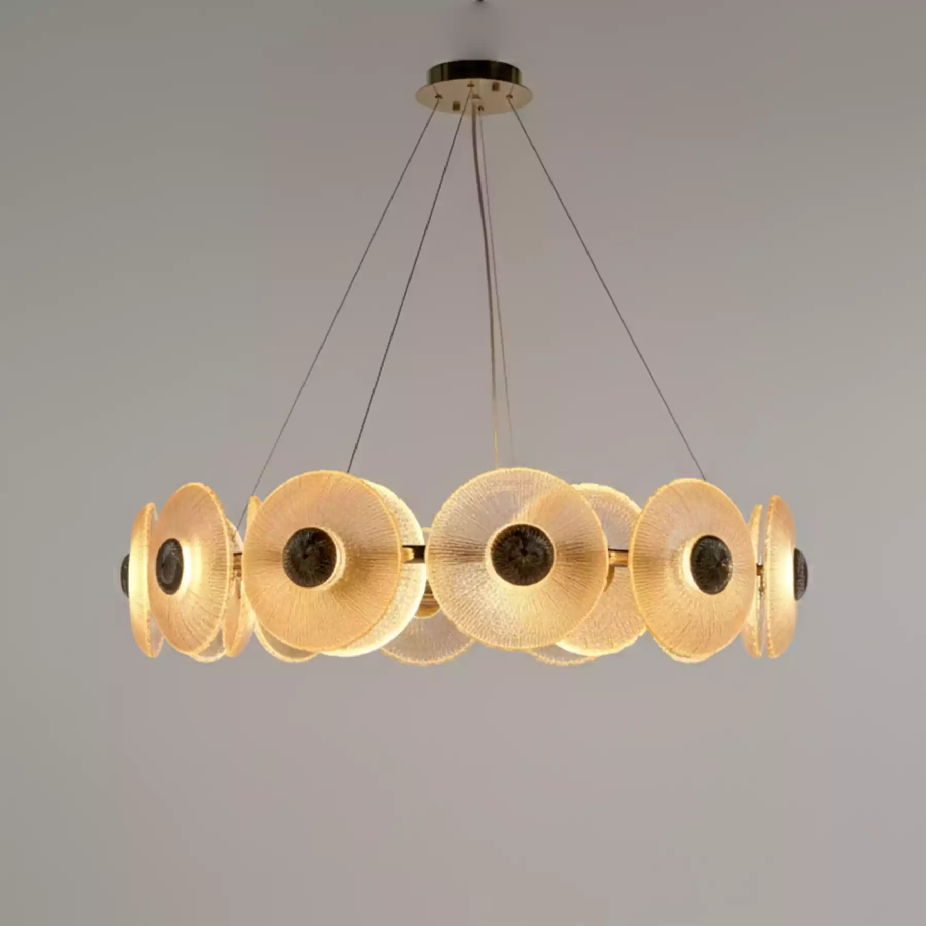 Cosmic Disc Amber Chandelier